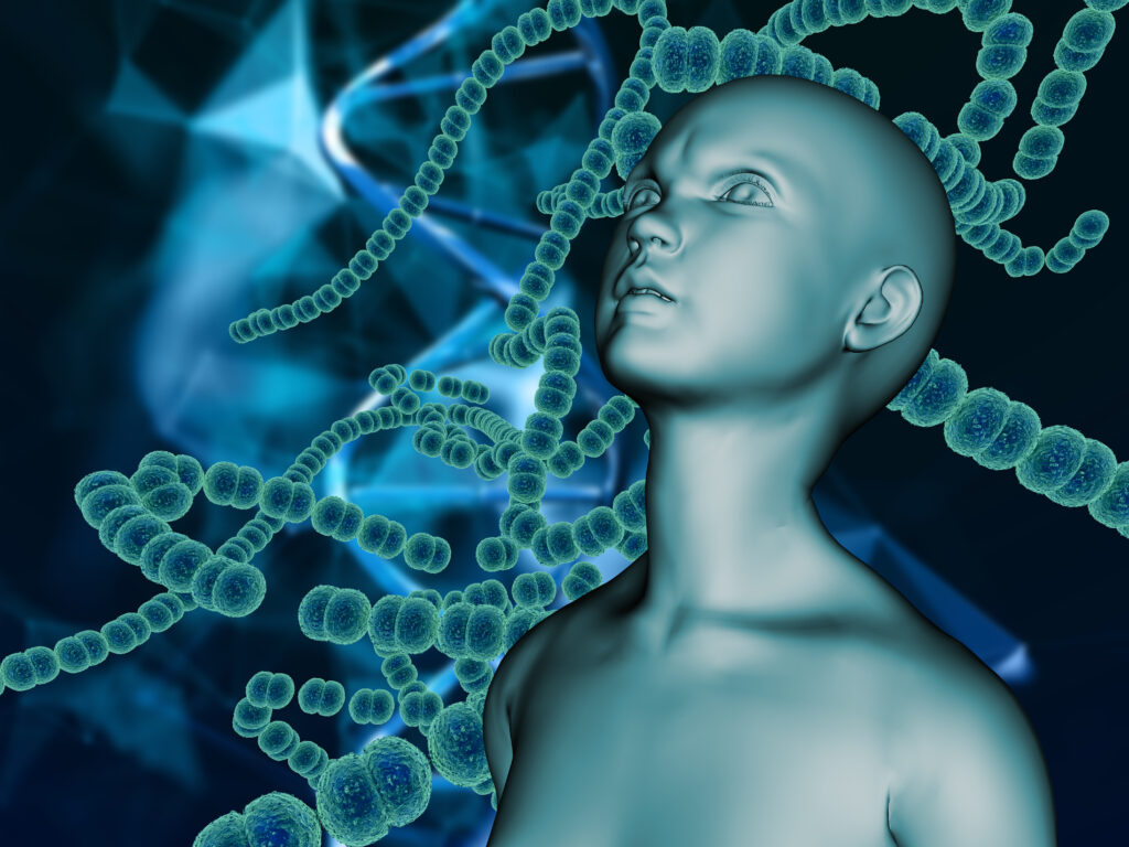 3d medical image with an image of a child on background with the