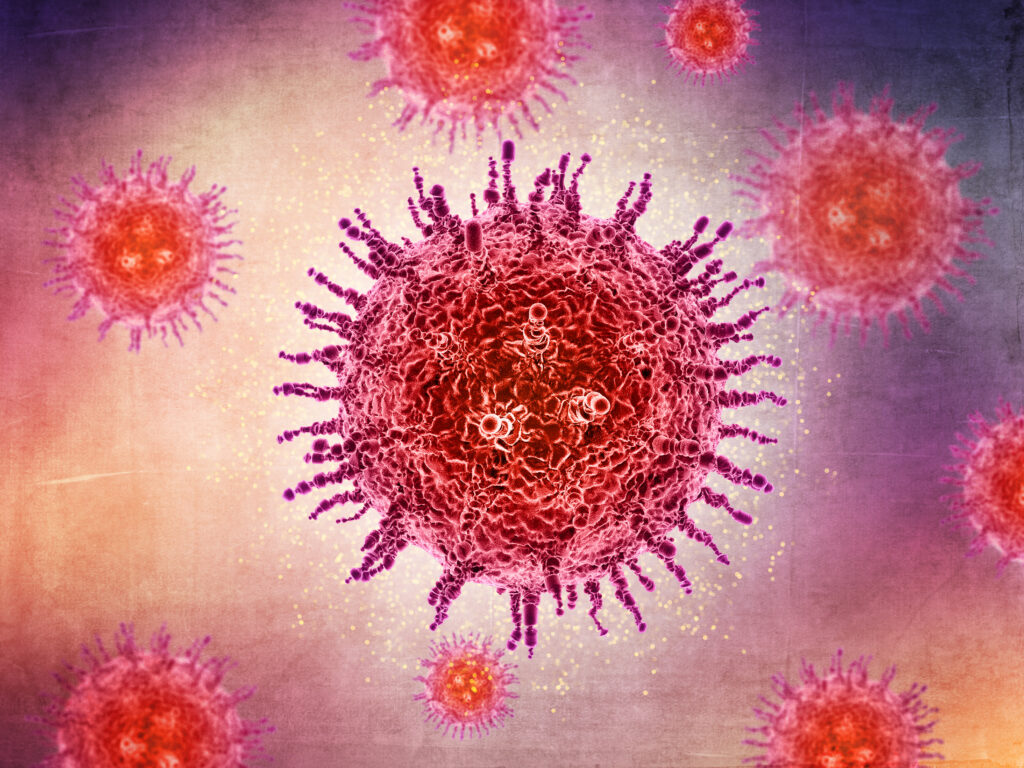 3d medical background with abstract virus cell